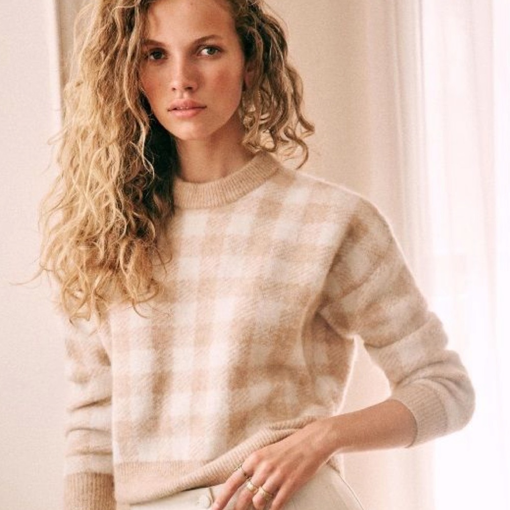 Sézane Becky Gingham Jumper Paris Sweater - Picture 2 of 15